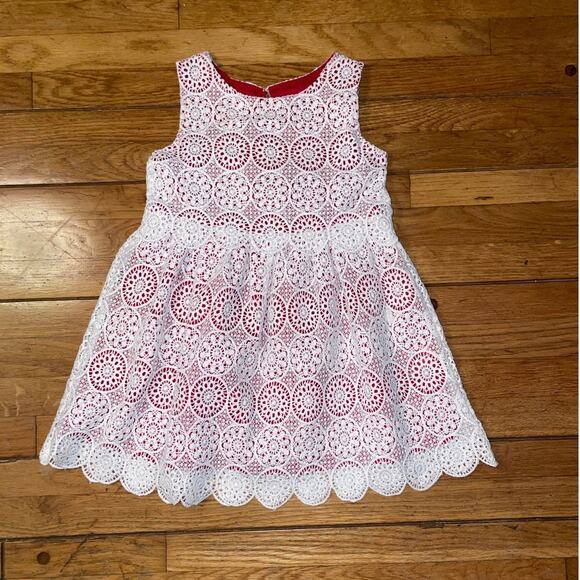Genuine Kids by OshKosh Lace Eyelet Embroidered Christmas Holiday Dress - Sz 5T - Picture 1 of 14